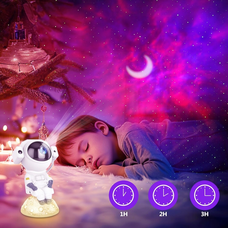 LED RGB проектор 3 в 1 LED/5W/5V 3000/4000/6000K астронавт + пульт дистанционного управления