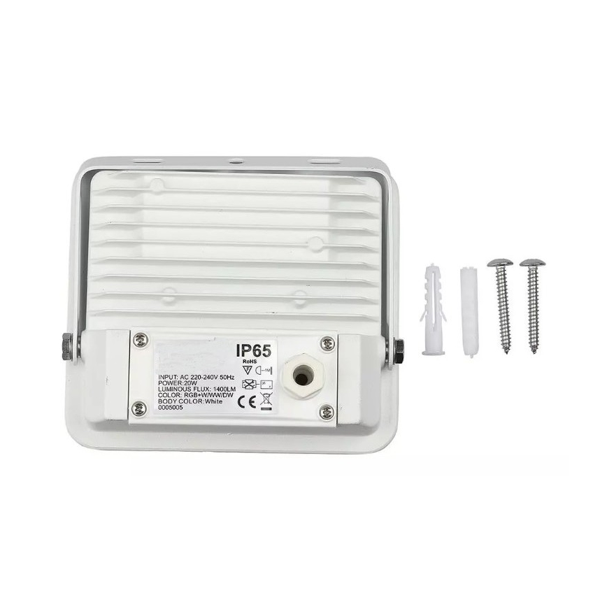 LED RGB Прожектор LED/20W/230V IP65 білий