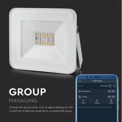 LED RGB Прожектор LED/20W/230V IP65 білий