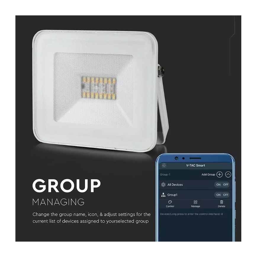 LED RGB Прожектор LED/20W/230V IP65 білий