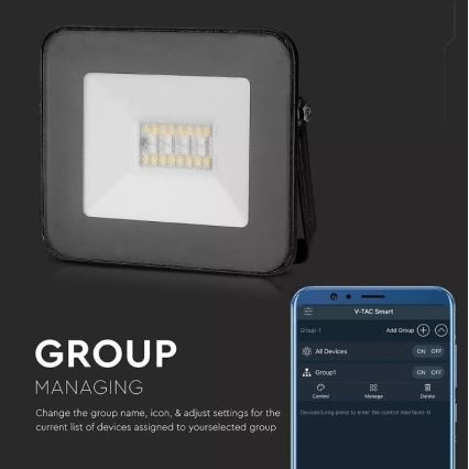 LED RGB Прожектор LED/20W/230V IP65 чорний