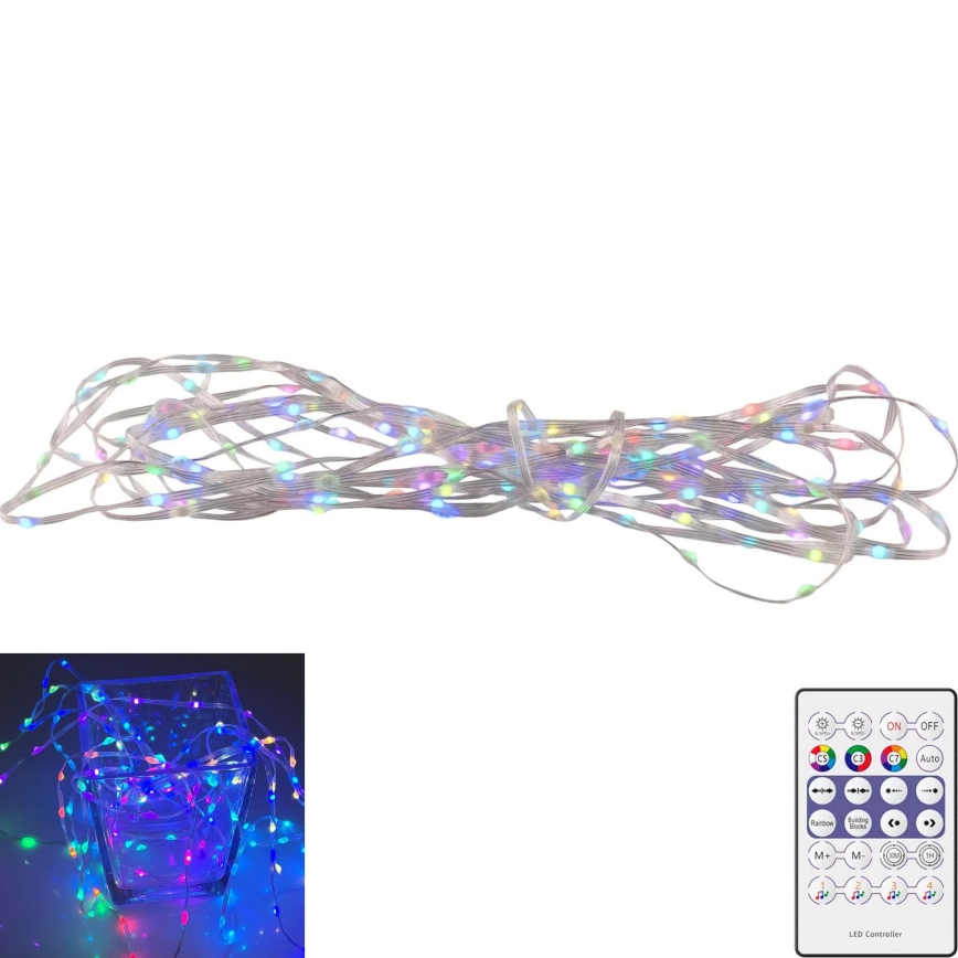 LED RGB Різдвяна гірлянда LED/10W/5V 10 м USB + пульт дистанційного керування