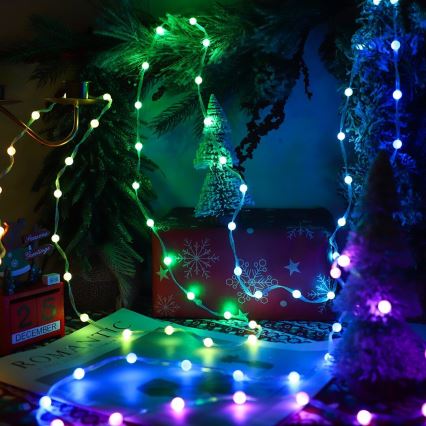 LED RGB Різдвяна гірлянда-штора з регулюванням яскравості WIZARD 400xLED/USB 2x2 м + пульт дистанційного керування