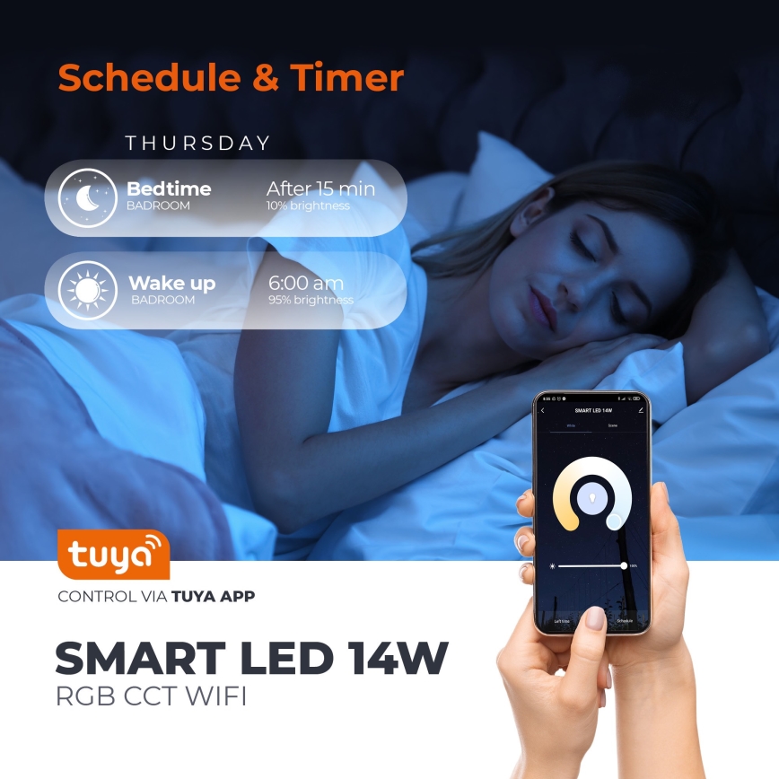 LED RGB Розумна лампочка з регулюванням яскравості E27/9,5W/230V 2700-6500K Wi-Fi Tuya