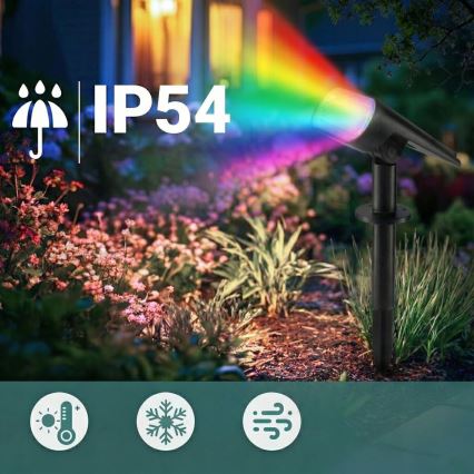 LED RGB солнечная лампа 2 в 1 LED/3,7 В 1200 мА·ч IP54 чёрная
