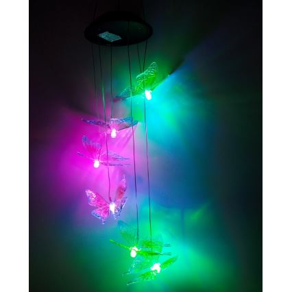 LED RGB Солнечный светильник 6xLED/1,2V 300 mAh IP44 бабочка
