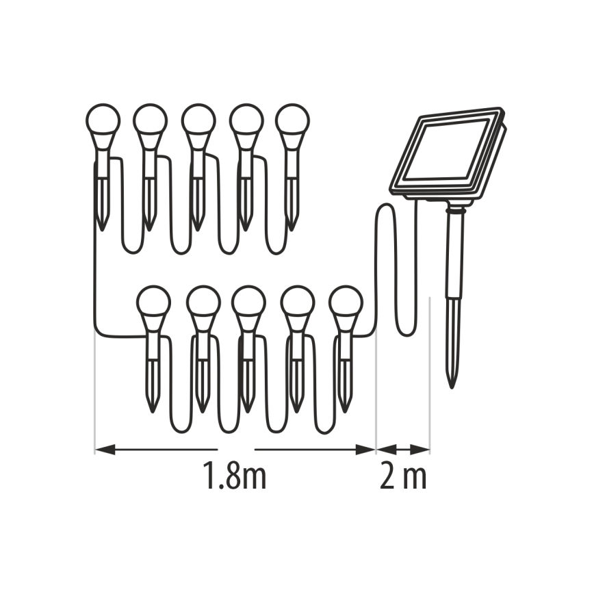 LED RGB сонячний світильник 10xLED/1,2V 300 mAh IP44 чорний