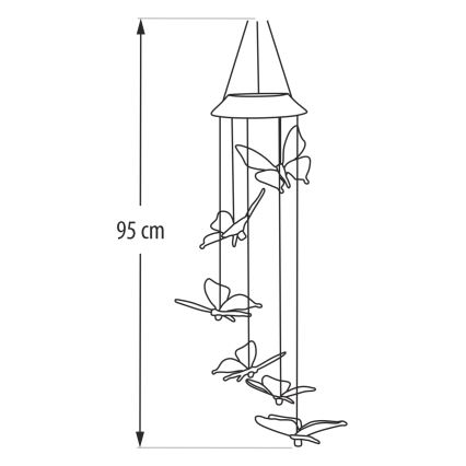 LED RGB сонячний світильник 6xLED/1,2V 300 mAh IP44 метелик