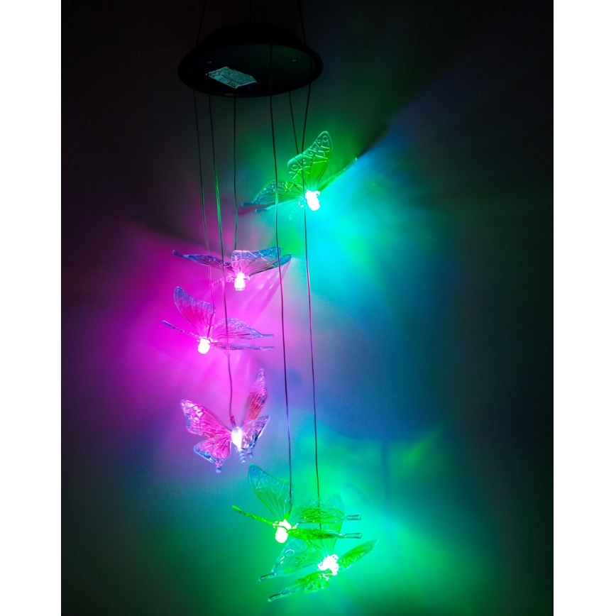 LED RGB сонячний світильник 6xLED/1,2V 300 mAh IP44 метелик