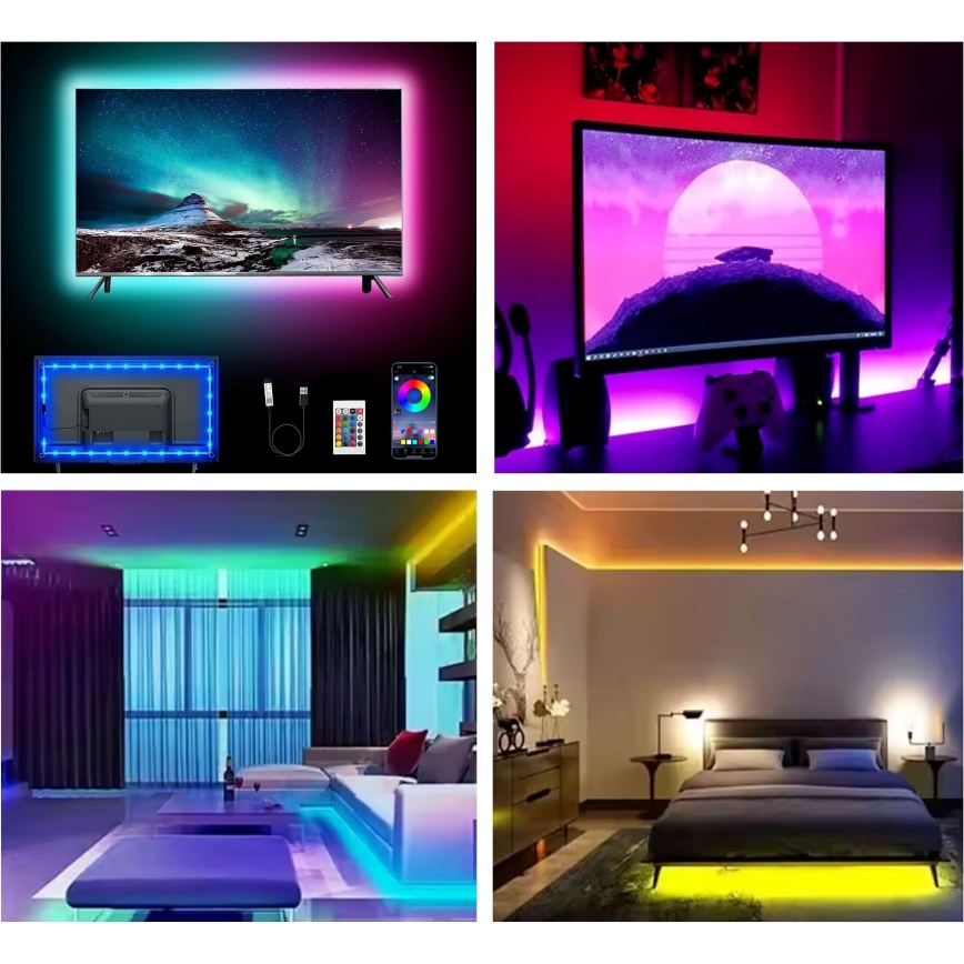 LED RGB Стрічка з регулюванням яскравості LED/6W/5V USB 2 м + пульт дистанційного керування