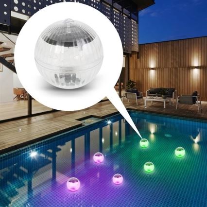 LED RGB Світильник на сонячній батареї для басейну з датчиком сутінків LED/1,2V/600 mAh IP65