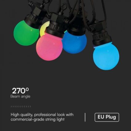 LED RGB Вулична гірлянда STRING 13 м 15xLED/0,5W/230V IP44 + пульт дистанційного керування