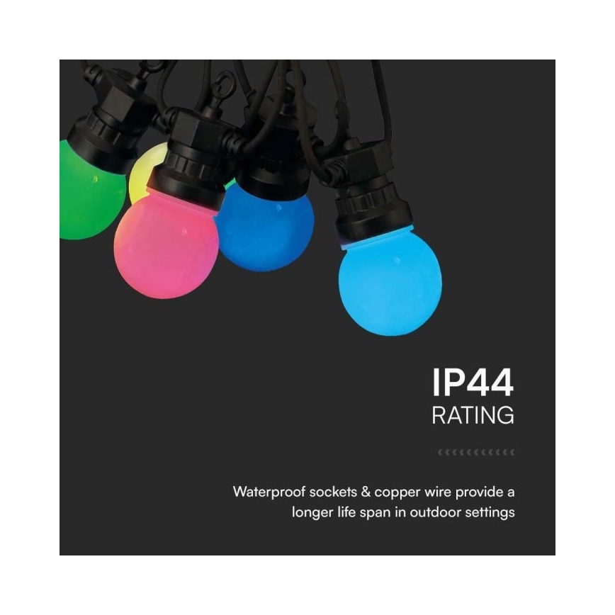 LED RGB Вулична гірлянда STRING 13 м 15xLED/0,5W/230V IP44 + пульт дистанційного керування