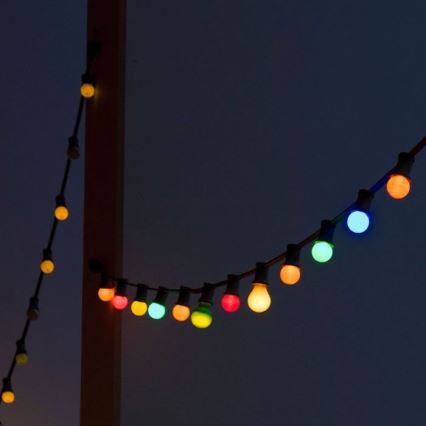 LED RGB Вулична гірлянда STRING 13 м 15xLED/0,5W/230V IP44 + пульт дистанційного керування