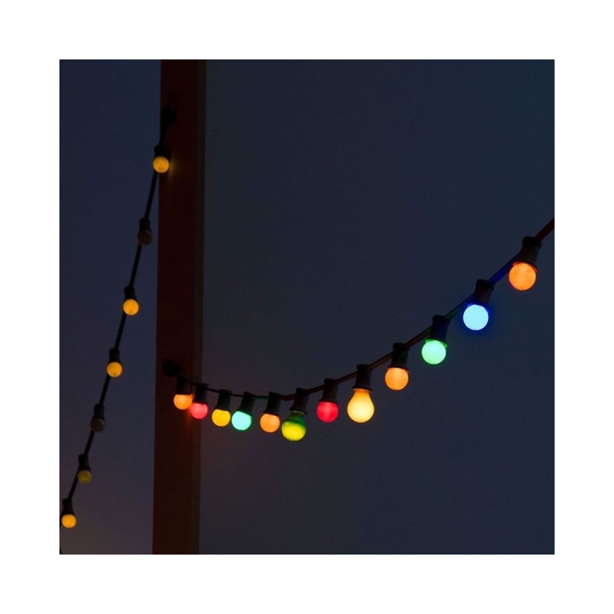 LED RGB Вулична гірлянда STRING 13 м 15xLED/0,5W/230V IP44 + пульт дистанційного керування