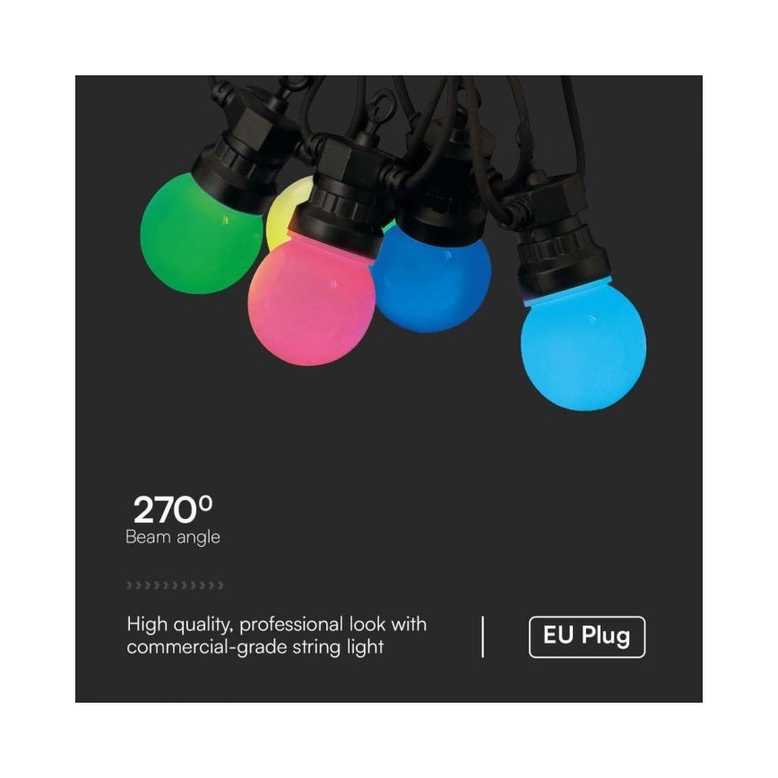LED RGB Вулична гірлянда STRING 13 м 15xLED/0,5W/230V IP44 + пульт дистанційного керування