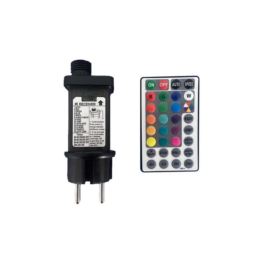 LED RGB Вулична гірлянда STRING 13 м 15xLED/0,5W/230V IP44 + пульт дистанційного керування