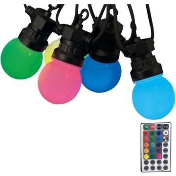 LED RGB Вулична гірлянда STRING 13 м 15xLED/0,5W/230V IP44 + пульт дистанційного керування
