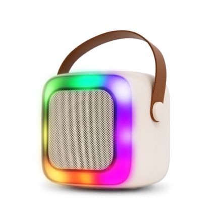 CONNECT IT CSP-1010-BG - LED RGB колонка с беспроводными микрофонами (2 шт.) 5W/1200 mAh + 2x 400 mAh кремовый/золотой