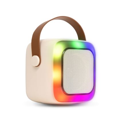 CONNECT IT CSP-1010-BG - LED RGB колонка с беспроводными микрофонами (2 шт.) 5W/1200 mAh + 2x 400 mAh кремовый/золотой