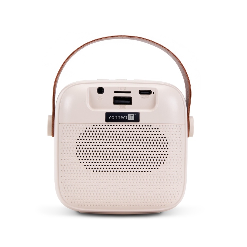 CONNECT IT CSP-1010-BG - LED RGB колонка с беспроводными микрофонами (2 шт.) 5W/1200 mAh + 2x 400 mAh кремовый/золотой