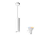 LED RGBW диммируемая люстра для ванной на тросе TURYN 1xGU10/6,5W/230V 2700-6500K Wi-Fi IP44 белая