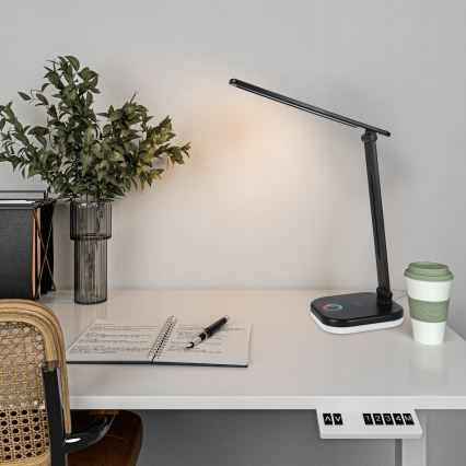 LED RGBW диммируемая настольная лампа с беспроводной зарядкой LED/7W/5V USB чёрная