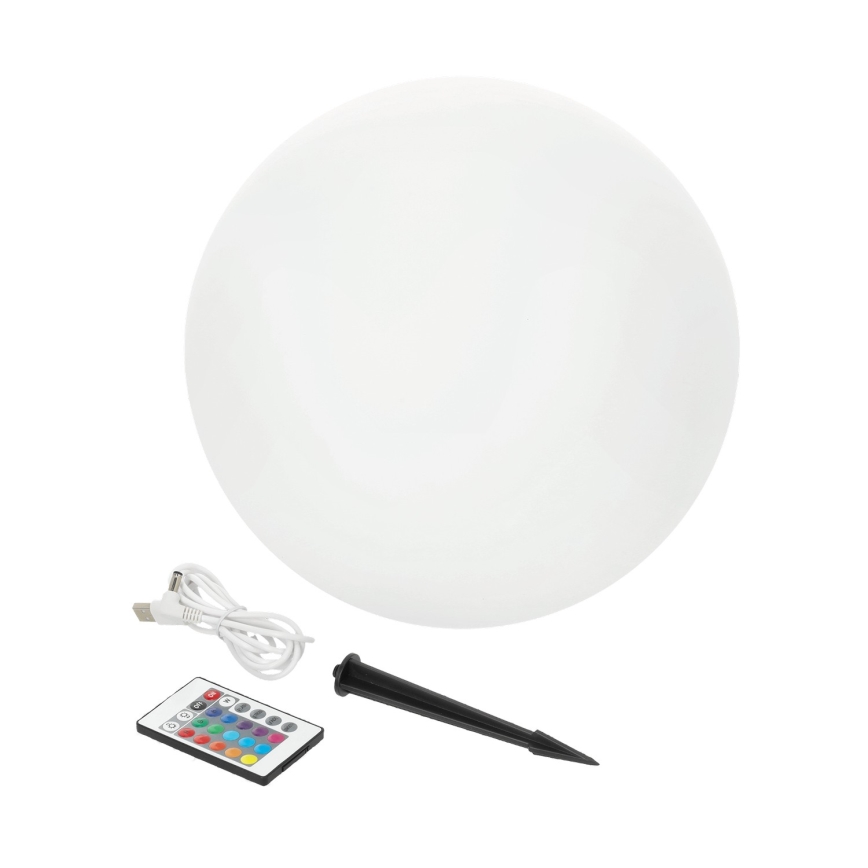 LED RGBW Диммируемая солнечная лампа GARDEN BALL LED/5 Вт/3,7 В 3000K IP54 2200 mAh диаметр 30 см + пульт дистанционного управления