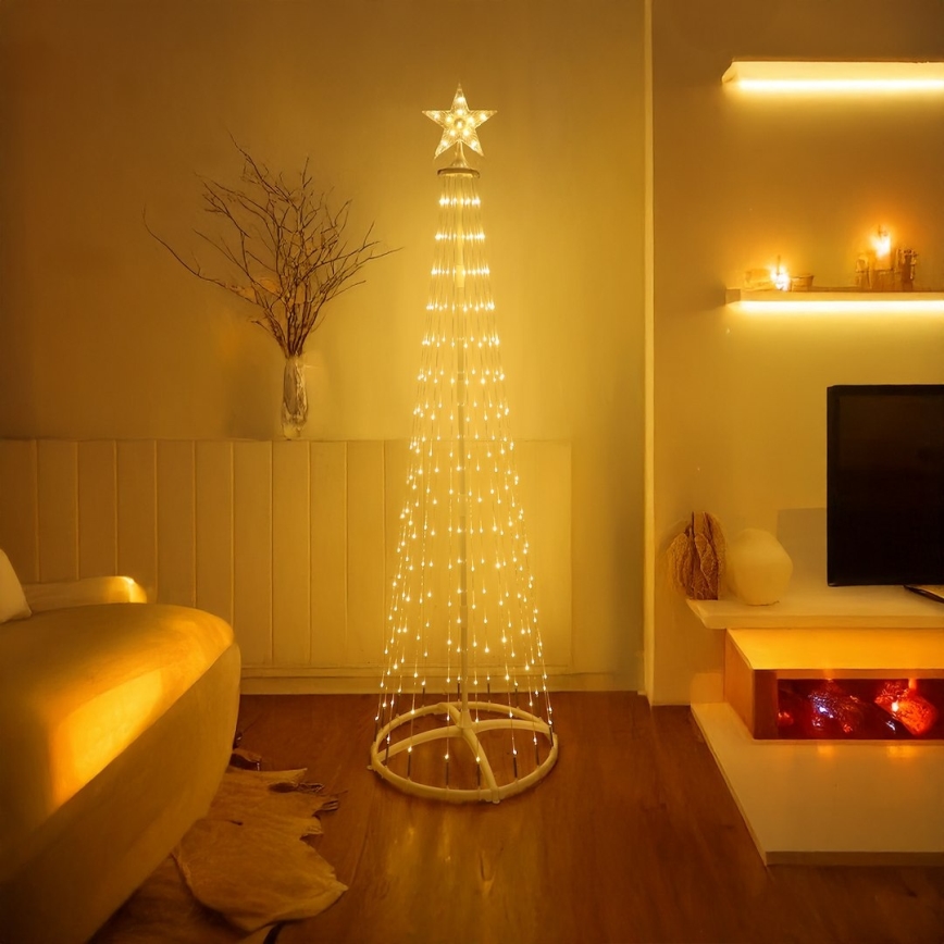 LED RGBW диммируемая уличная рождественская декорация, LED/4W/230V, 180 cm, IP44, ёлка, с дистанционным управлением