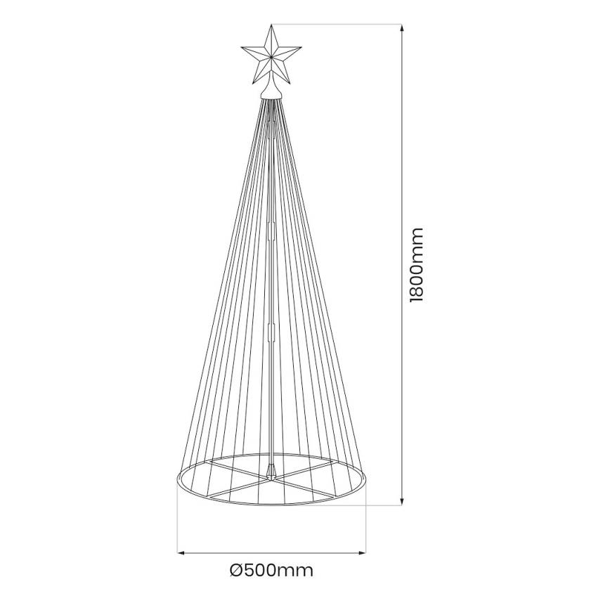 LED RGBW диммируемая уличная рождественская декорация, LED/4W/230V, 180 cm, IP44, ёлка, с дистанционным управлением