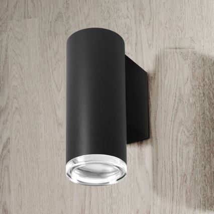 LED RGBW диммируемый настенный светильник для ванной TURYN 1xGU10/4,8W/230V 3000K IP44 черный + пульт дистанционного управления