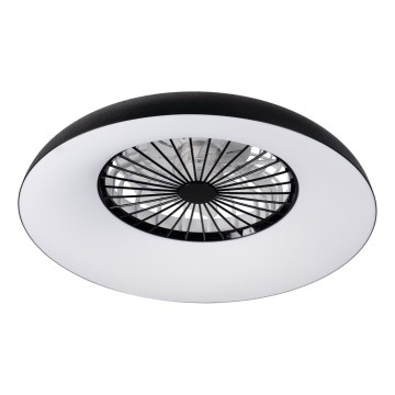 LED RGBW диммируемый потолочный светильник с вентилятором PLAVE PAN LED/48W/230V 3000-6500K, диаметр 60 см, черный + пульт дистанционного управления