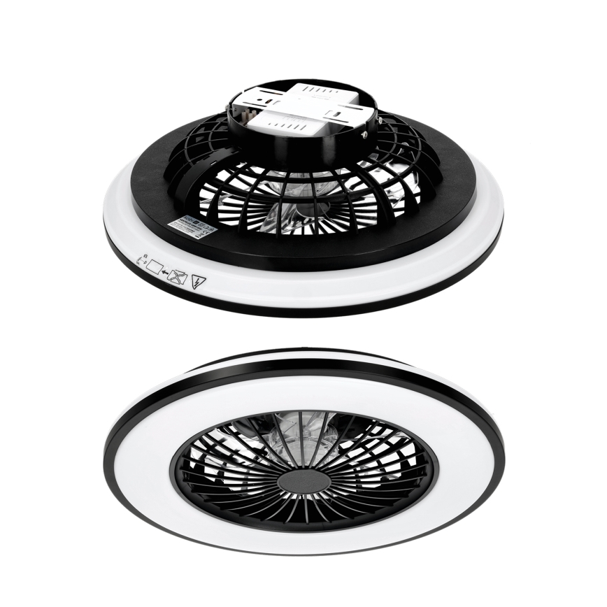 Диммируемый RGBW LED потолочный светильник с вентилятором VENTELUX, 48 Вт / 230 В, 3000/4000/6500 К, Ø 48,5 см, чёрный + пульт дистанционного управления