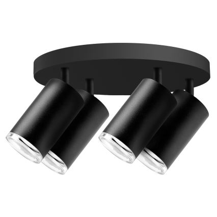 LED RGBW диммируемый точечный светильник для ванной TURYN 4xGU10/4,8W/230V 3000K IP44 черный + пульт дистанционного управления