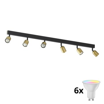 LED RGBW диммируемый точечный светильник TOP 6xGU10/6,5W/230V 2700-6500K золотой/чёрный