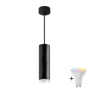 LED RGBW димований підвісний світильник для ванної на тросі TURYN 1xGU10/6,5W/230V 2700-6500K Wi-Fi IP44 чорний