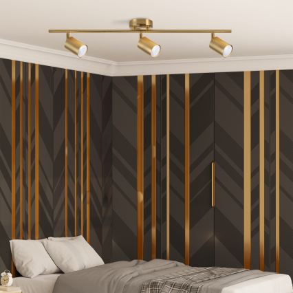 LED RGBW регульований точковий світильник GOLDIE 3xGU10/4,8W/230V 3000K золотистий + пульт дистанційного керування