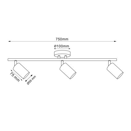 LED RGBW регульований точковий світильник GOLDIE 3xGU10/4,8W/230V 3000K золотистий + пульт дистанційного керування