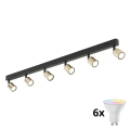 LED RGBW димований точковий світильник TOP 6xGU10/6,5W/230V 2700-6500K чорний/золотий