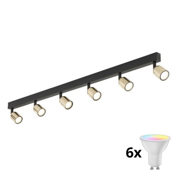 LED RGBW димований точковий світильник TOP 6xGU10/6,5W/230V 2700-6500K чорний/золотий
