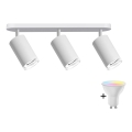 LED RGBW димований точковий світильник для ванної кімнати TURYN 3xGU10/6,5W/230V 2700-6500K Wi-Fi IP44 білий