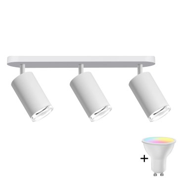 LED RGBW димований точковий світильник для ванної кімнати TURYN 3xGU10/6,5W/230V 2700-6500K Wi-Fi IP44 білий