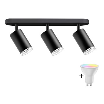 LED RGBW димований точковий світильник для ванної кімнати TURYN 3xGU10/6,5W/230V 2700-6500K Wi-Fi IP44 чорний