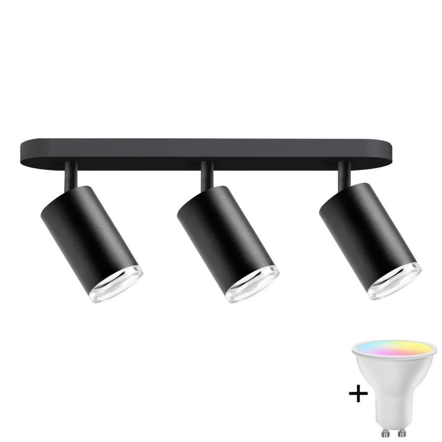 LED RGBW димований точковий світильник для ванної кімнати TURYN 3xGU10/6,5W/230V 2700-6500K Wi-Fi IP44 чорний