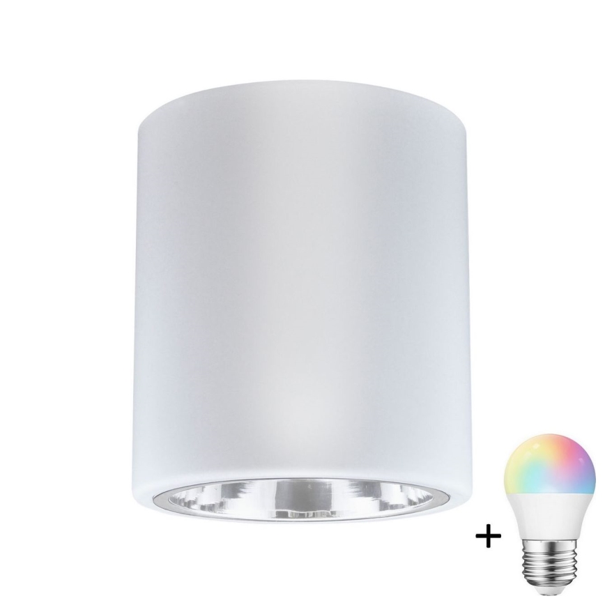 LED RGBW димований точковий світильник JUPITER 1xE27/6,5W/230V 2700-6500K Wi-Fi, діаметр 13 см, білий