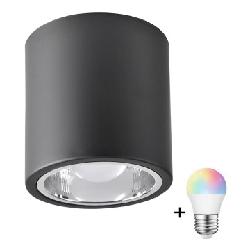 LED RGBW димований точковий світильник JUPITER 1xE27/6,5W/230V 2700-6500K Wi-Fi, діаметр 13 см, чорний