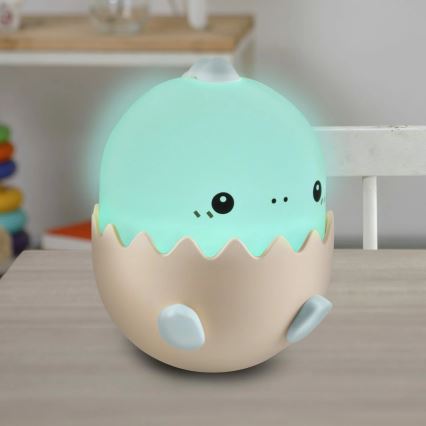 LED RGBW Дитяча сенсорна лампа з регулюванням яскравості BABY DINO LED/0,75W/5V USB 1200 mAh синій