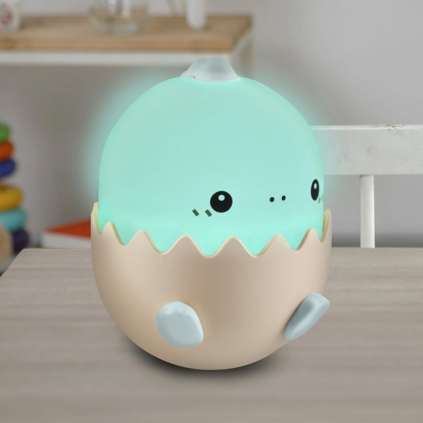 LED RGBW Дитяча сенсорна лампа з регулюванням яскравості BABY DINO LED/0,75W/5V USB 1200 mAh синій