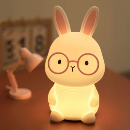 LED RGBW Дитяча сенсорна лампа з регулюванням яскравості FLORKA LED/1W/5V USB 1200 mAh зайчик білий/рожевий