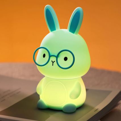 LED RGBW Дитяча сенсорна лампа з регулюванням яскравості FLORKA LED/1W/5V USB 1200 mAh зайчик синій